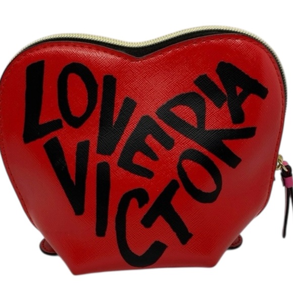 Victoria's Secret Handbags - NWOT Victoria's Secret Love Victoria Heart Shaped Graffiti Cosmetic Bag RED/PINK